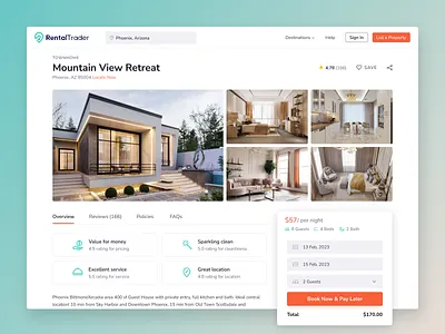 Escape to Paradise: Vacation Rental Property Detail amenities landing page property book property booking property detail ui design uiux design vacation propery vacation rental web app web portal