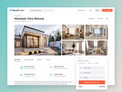 Escape to Paradise: Vacation Rental Property Detail amenities landing page property book property booking property detail ui design uiux design vacation propery vacation rental web app web portal