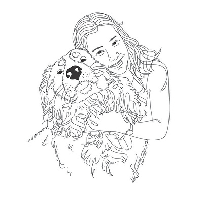 Line art illustration cutepets dogandgirl illustration illustration art line art one line art petart petdrawing petlovers petportrait vector