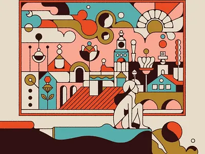 Waking up in total bliss branding design graphic design illustration