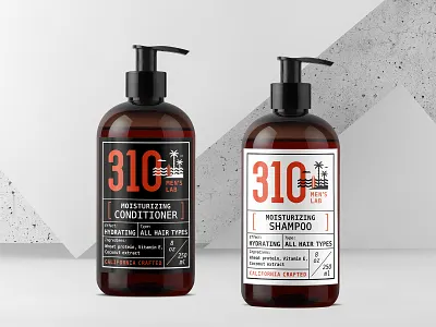 Branding for men's cosmetics serie balm beach beard branding california cosmetic drawing graphic design hair label logo man men oil palm sand shampoo spray