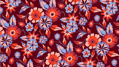 Floral Pattern botanical floral flowers foliage illustration leaves maroon pattern pattern design periwinkle pink repeat surface pattern design vector wallpaper
