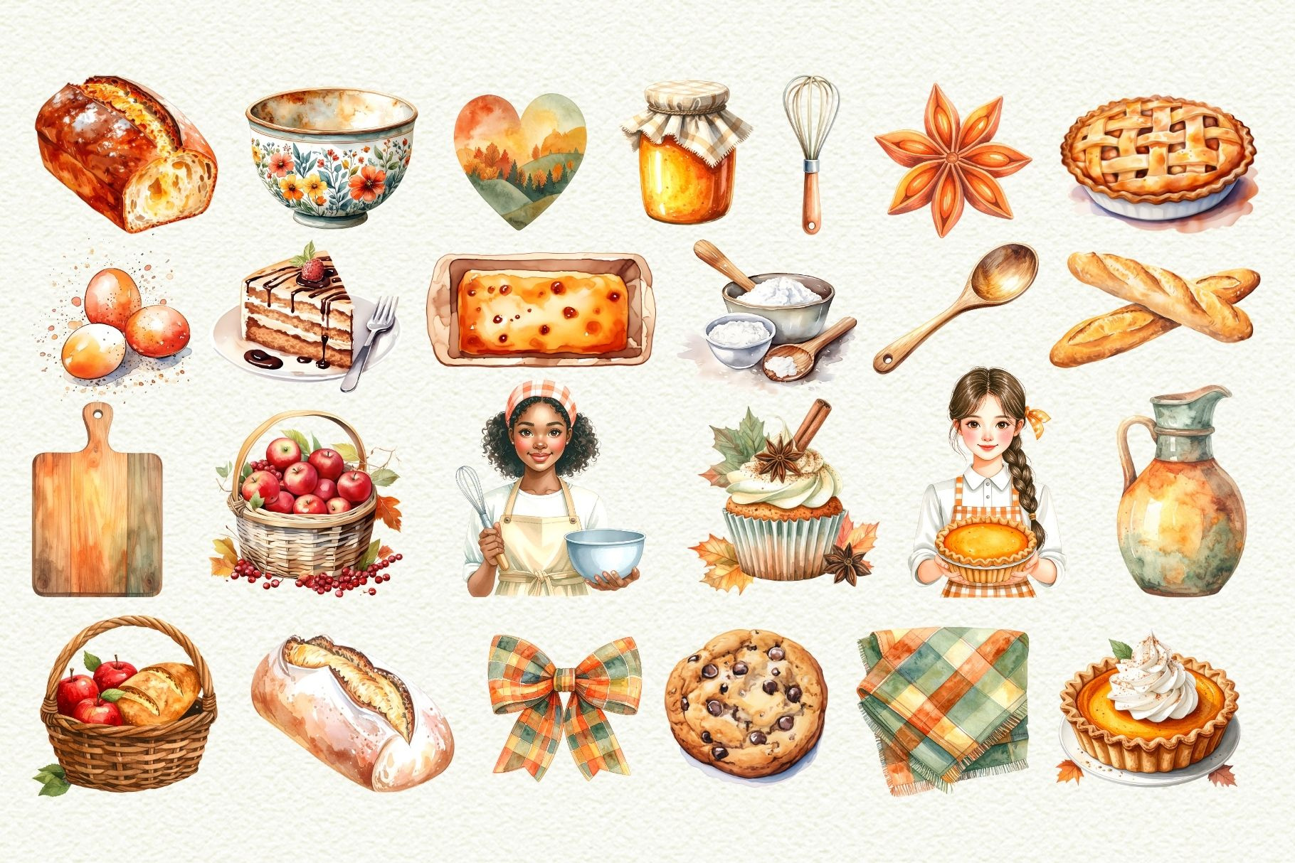 Example of Watercolor Clipart Set — 10 Elements