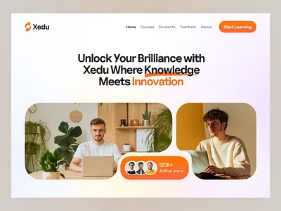 EdTech Landing Page UI – Xedu Learning Platform app app design branding design edtech landing page landingpage ui web design website website design