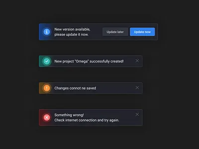 Notifications alert app banner dashboard info message minimal modal notifications popup redesign simple success system ui ux warning