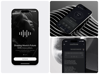 Musiqi - AI-Powered Music Generator ai app artificial intelligence assistant audio chatgpt content dark dark theme generate generative mobile mobile app modern music music generator prompt suno ui ux
