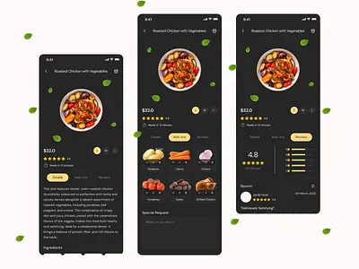 Feastly - Food & Table Reservation Mobile App Dark Theme app booking designs food healthy healthy meals mobile mobile design orders product design restaurant ui ui design ux design
