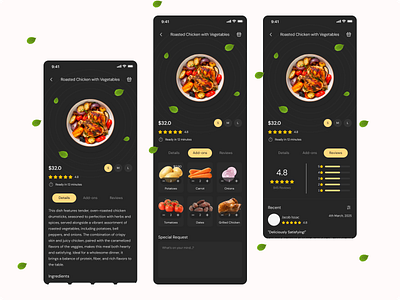 Feastly - Food & Table Reservation Mobile App Dark Theme app booking designs food healthy healthy meals mobile mobile design orders product design restaurant ui ui design ux design