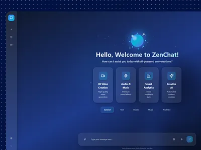🤖Zenchat : UI ChatBot AI Agent appdesign beforeandafter blueaesthetic creativecoding darkmode designinspiration tech
