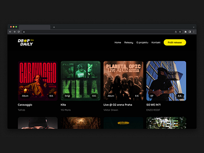 Dropdaily — czech and slovak rap release database branding drop graphic design hip hop hiphop magazine rap ui ui design ux ux design webdesign