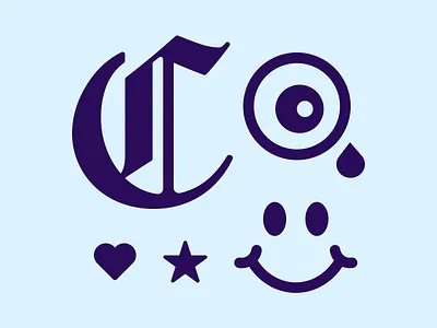 Sticker sheet crying drop eye smiley