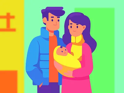 Parenthood Journey Illustration - Maternity Illustration art baby couple cute family flat illustration graphic design happy health wellness illustration indoor kurzgesagt motherhood new parents newborn parenting app illustration people pregnancy vector young