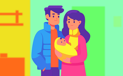 Parenthood Journey Illustration - Maternity Illustration art baby couple cute family flat illustration graphic design happy health wellness illustration indoor kurzgesagt motherhood new parents newborn parenting app illustration people pregnancy vector young