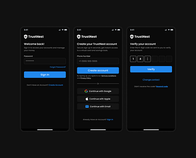 Simplified login, Sign-up, and verification app bank design figma fintech landing page login onboarding sign in sign up ui ux verification website
