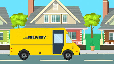 Delivery Truck Dropping Package at House Animation 2d animation adobe illustrator after effects animation illustration motion design motion graphics