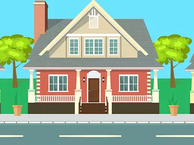 Delivery Truck Dropping Package at House Animation 2d animation adobe illustrator after effects animation illustration motion design motion graphics