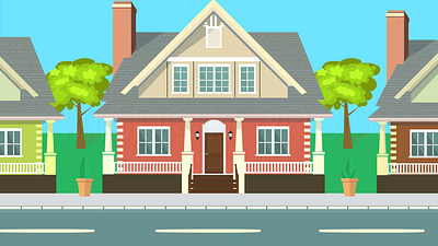 Delivery Truck Dropping Package at House Animation 2d animation adobe illustrator after effects animation illustration motion design motion graphics