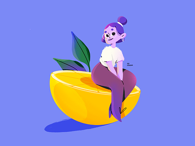 ORANGE art illustration design artists creative fruit girl graphic graphics illustration orange violet