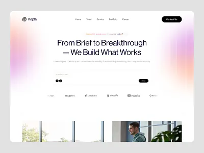 Creative Agency and Marketing Agency branding calltoaction clean design client testimonials design inspiration dribbble landing page minimal design modern ui socialproof team culture typography uidesign uiux ux design visual hierarchy web design website design