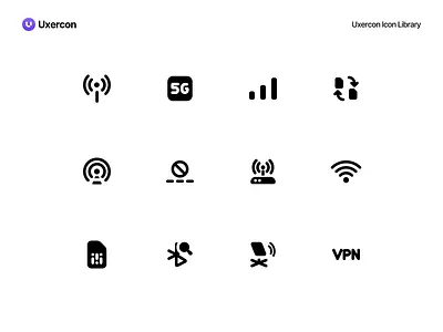 Network & Wifi - Uxercon Icon Library animation connection data design digital electronic figma icon icon design iconography internet logo network technology ui uiux ux uxercon wifi wireless
