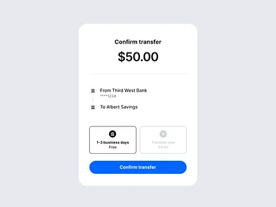 Transfer funds albert app finance fintech funds money transfer ui ux widget