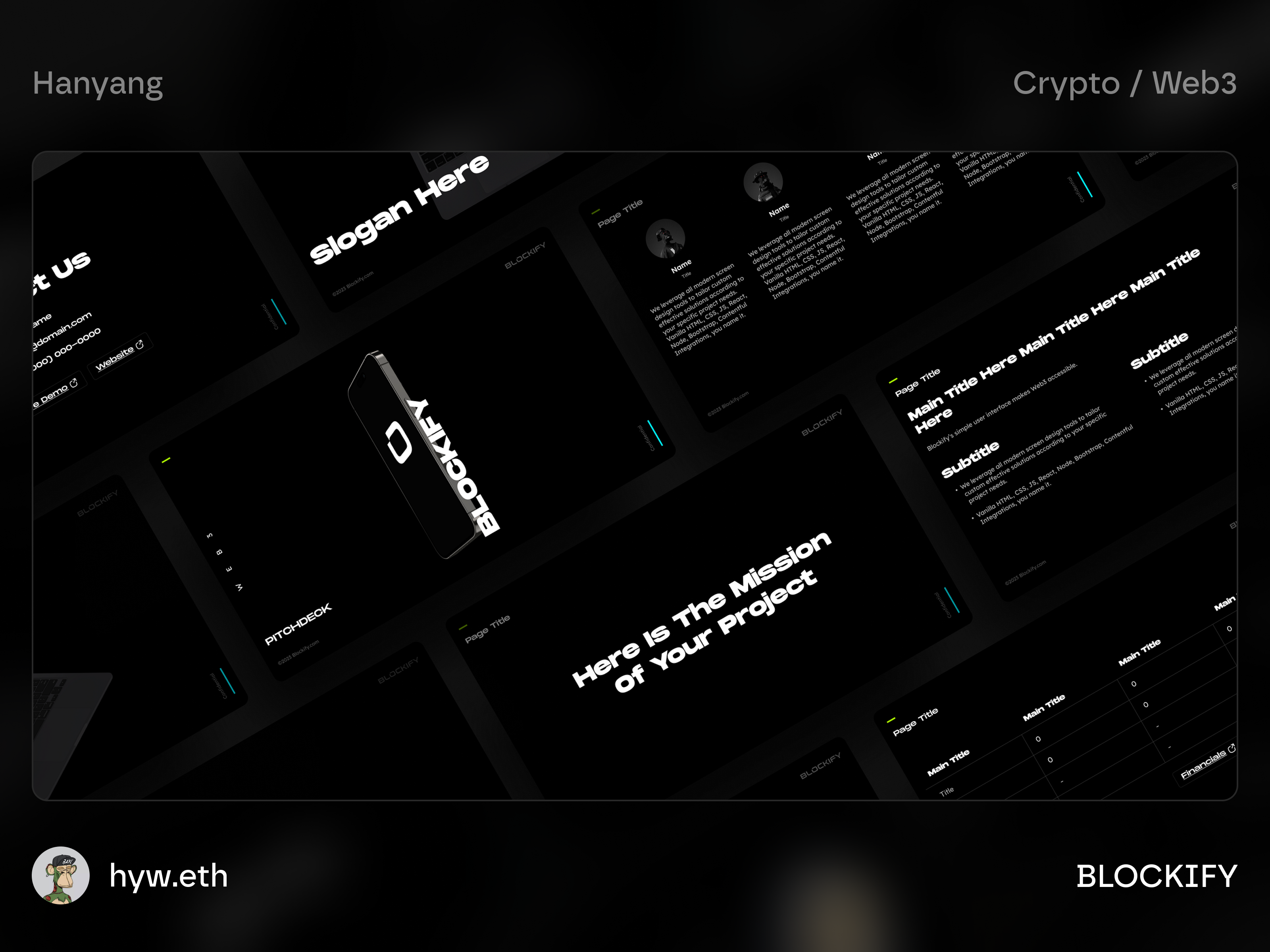 BLOCKIFY - Blockchain Web3 SocialFi Project PitchDeck Visual animation bitcoin blockchain btc crypto deck design illustration minimal minimalist ppt presentation social ui vi web web3 website
