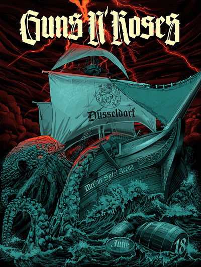 Guns N' Roses Dusseldorf poster adobe illustrator dusseldorf guns n roses illustration music poster poster vector illustration