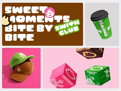 Swith: Dessert Cafe - Brand Implementation brand design brand guideline brand identity brand mark branding cafe branding colorful cute dessert fnb food fun graphic design identity illustration mascot design merchandise packaging design snack sticker