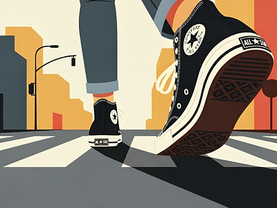 Estudo de Design + IA – Lifestyle All Star aiart flatdesign illustration minimalart posterdesign retrostyle sneakers urbanlifestyle