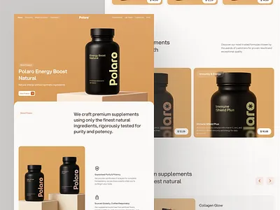 Polaro - Product Suplement Website health health landing page landing page landing page design product landing page product website suplement suplement website ui ui design uiux uiux design ux web web design website website design wellness wellness landing page wellness website
