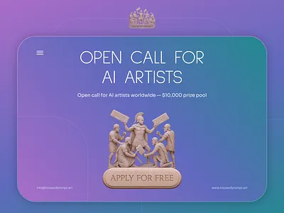 AI Art Open Call — $10,000 prize pool ai aiart aigeneration ailogo app blue branding design illustration logo modern opencall purple ui ux