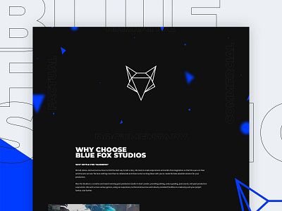 Blue Fox Studios brand exploration branding design graphic design logo threejs ui vector web design website