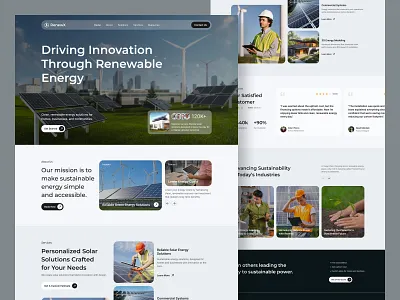 Renewable Energy Landing page branding clean energy climate change eco friendly energy solutions environment green technology homepage landing page minimal design renewable energy solar sustainability sustainable future ui ui design ux ux design website design wind energy