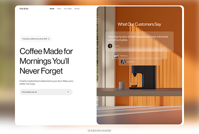 Hero section concept for a coffee subscription service animation appdesign branding design figma graphic design illustration logo motion graphics ui uiux vector