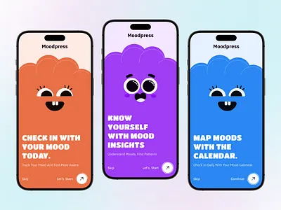Welcome Screen - Mood Tracker Mobile IOS App android app clean design depression health journal ios meditation mental mental care mental health mobile app mood tracker motion graphics product design self care startup uiux