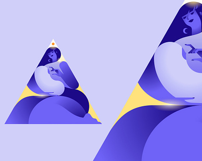 Triangirl 06 baby character colors curves design flat illustration minimal minimalist mom moon sun woman
