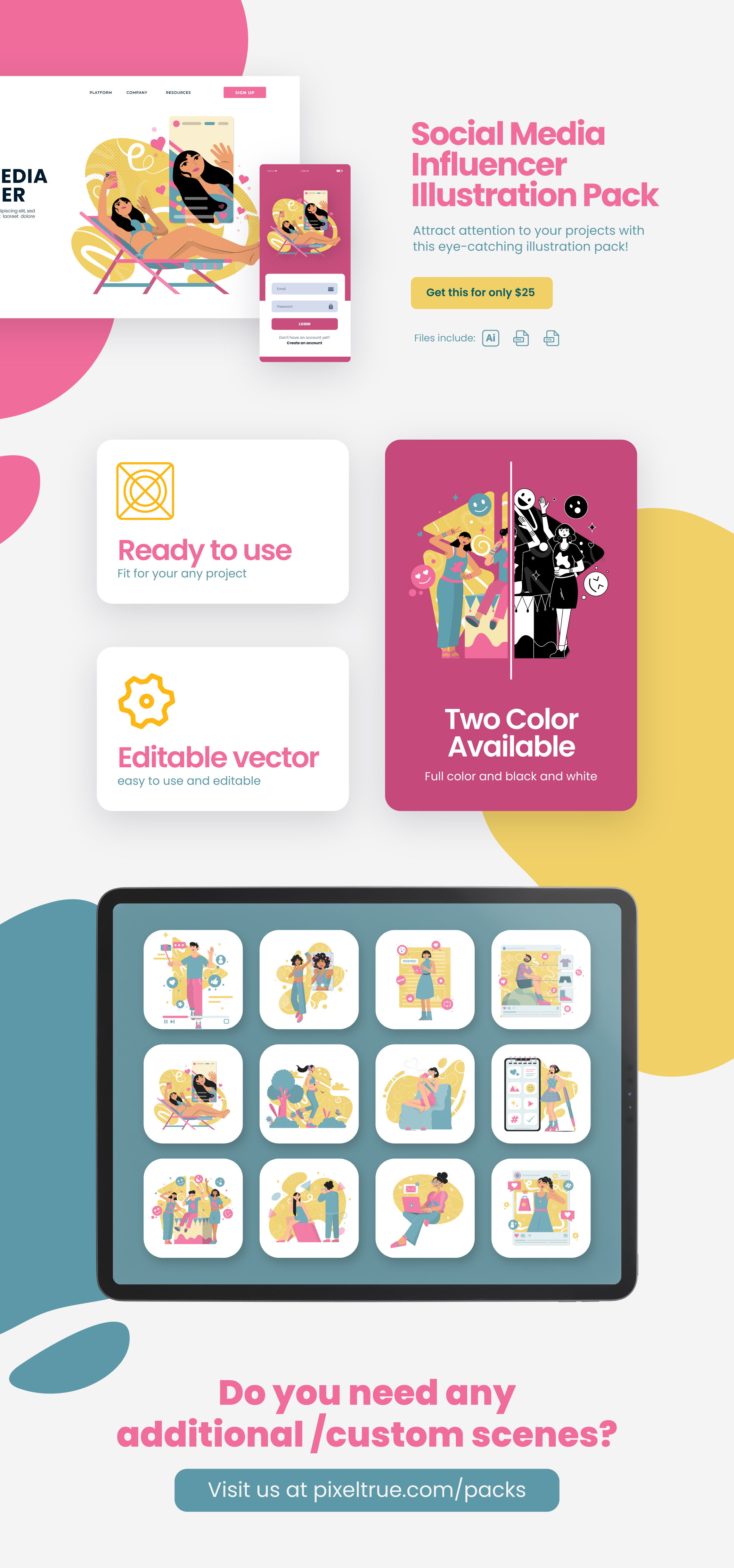 Social Media Influencer Illustration Pack character design graphic design graphics illustration vector vector illustration