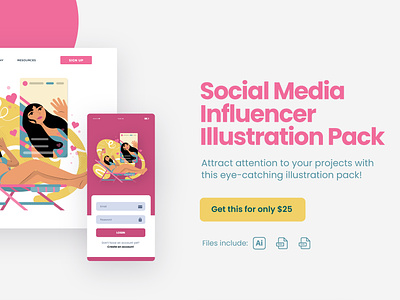 Social Media Influencer Illustration Pack character design graphic design graphics illustration vector vector illustration
