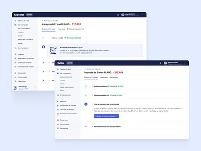 Unpaids : Resolution Flow 💸 banner banners blue design flow funnel guide interface product stepper steps trustee ui unpaids ux vetical wizard