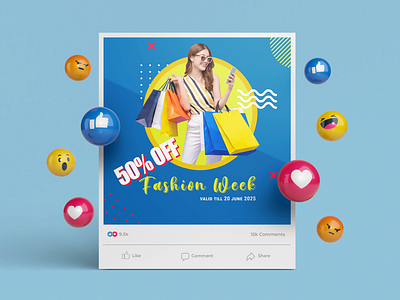 Fashion Week Sale Social Media Post (Practice Work) advertising campaign colorful marketing design creative sale banner design digital shopping flyer discount promotion design e commerce sale post fashion advertising design fashion sale post fashion week poster graphic design instagram ad modern promotional banner online store promotion shopping sale design social media banner summer sale social media trendy ad campaign design
