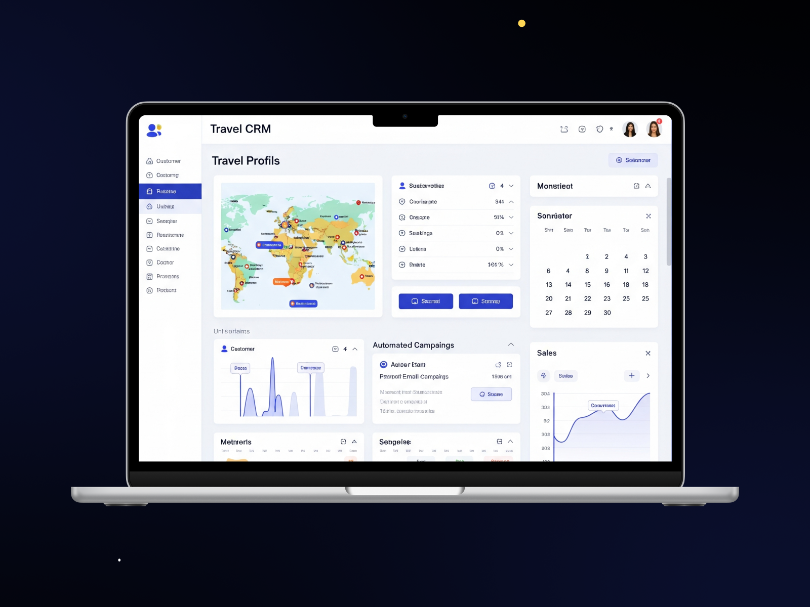 Example of Travel CRM Dashboard