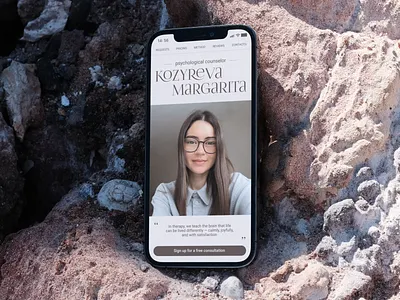 Mobile first hero section for psychologist Margarita Kozyreva’s design first screen hero section mobile first psychologist ui ux web design website