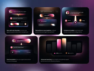 Customer-facing AI agent Bento card branding design illustration landing page logo ui user interface web webdesign website