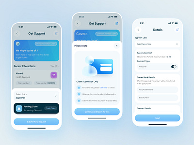 Claim AI-Powered Insurance App Design ai insurance app ai powered insurance app design app ui claim insurance coverage comparison digital insurance insurance claims insurance support insurance tracker mobile app mobile app design mobile ui policy management policy renew real time insurance renew policy smart insurance