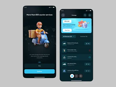 Package Tracker Mobile App app ui dark theme delivery delivery app design ecommerce mobile app order tracker package tracker packagetracker parcel track ui uiux