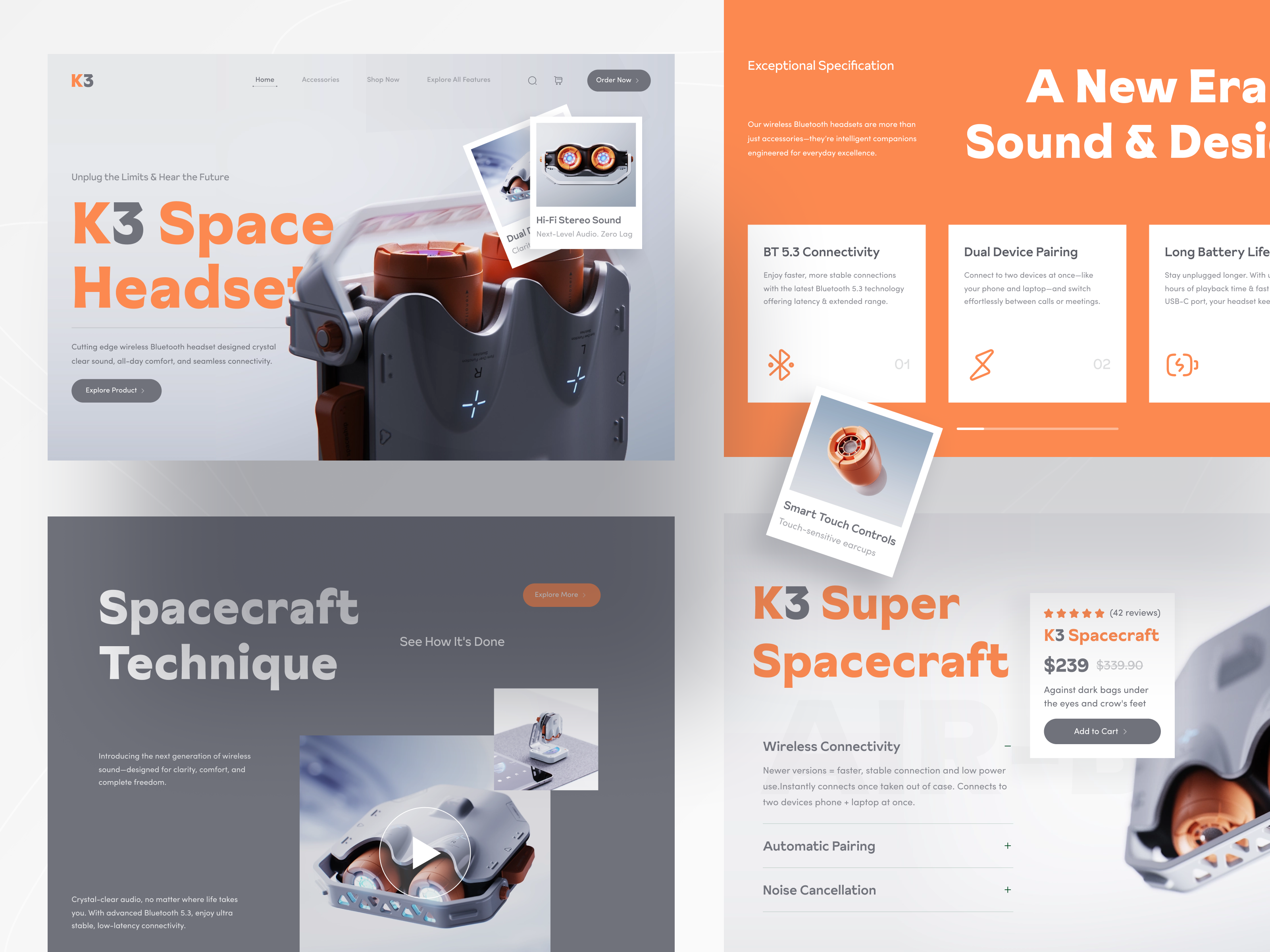 Air Buds :  K3 Wireless Bluetooth Headset Website Design
