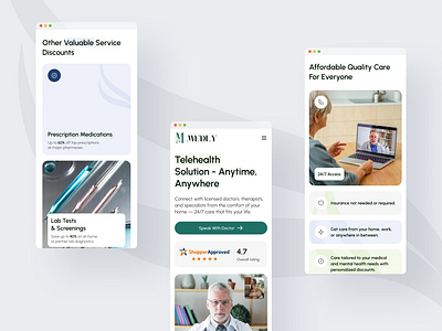 Telehealth Landing page - Mobile version clean design doctors online healthcare interface landing mobile landing page mobile view online medicine pricing mobile product responsive telecounseling telehealth telemedicine ui ux