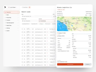 Freight Ops Dashboard app broker carrier dashboard dispatch feet freight loadboard logistics o operations product design saas shipping tms transportation trucking ui ux web app