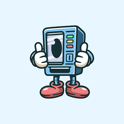 vending machine character branding cartoon illustration design funny illustration logo logodesign mascot logo ui vector vector illustration
