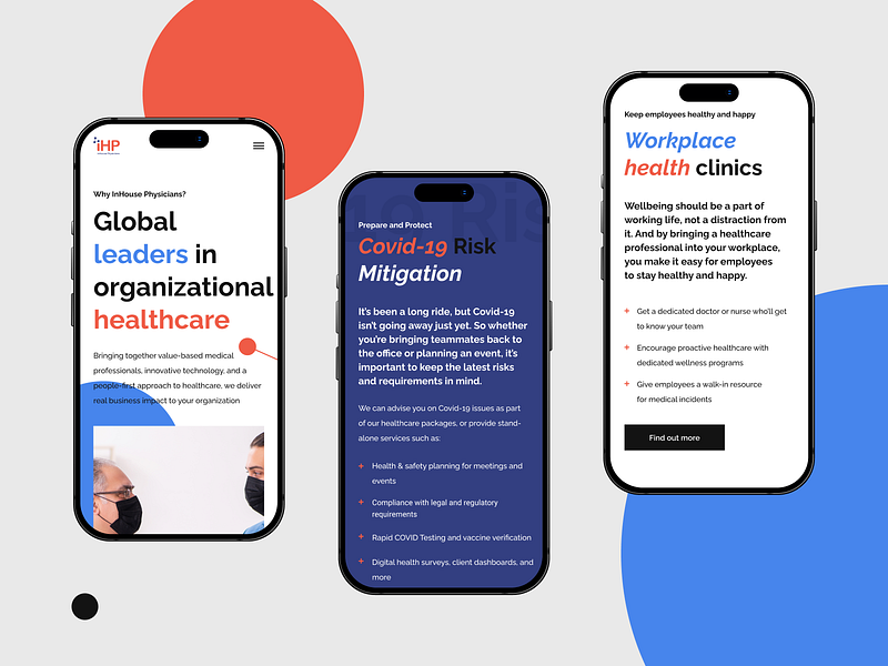 InHouse Physicians animation blue branding case study design illustration logo medical mobile red ui ux vector webdesign